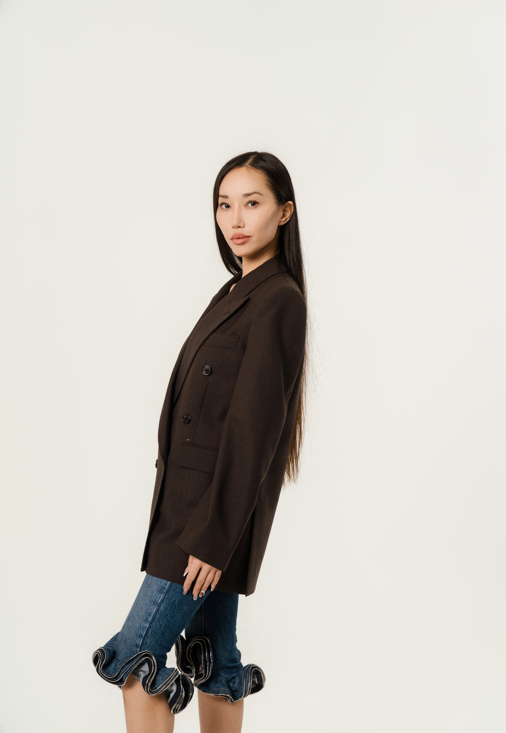 Jacket in Wool chine brown YSL Saint Laurent Size F34/US4