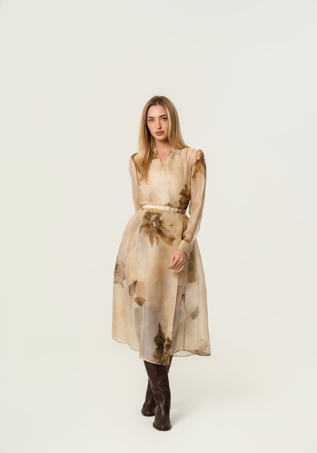 Ralph Laurent Aniyah Floral Gauze Belted Wrap Midi Dress XS