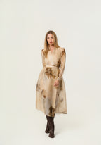 Ralph Laurent Aniyah Floral Gauze Belted Wrap Midi Dress XS