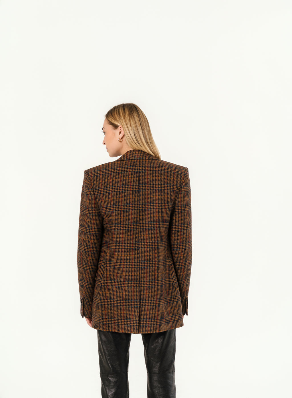 Jacket in Wool Check Maron Multicolore