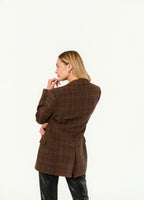 Jacket in Wool Check Maron Multicolore