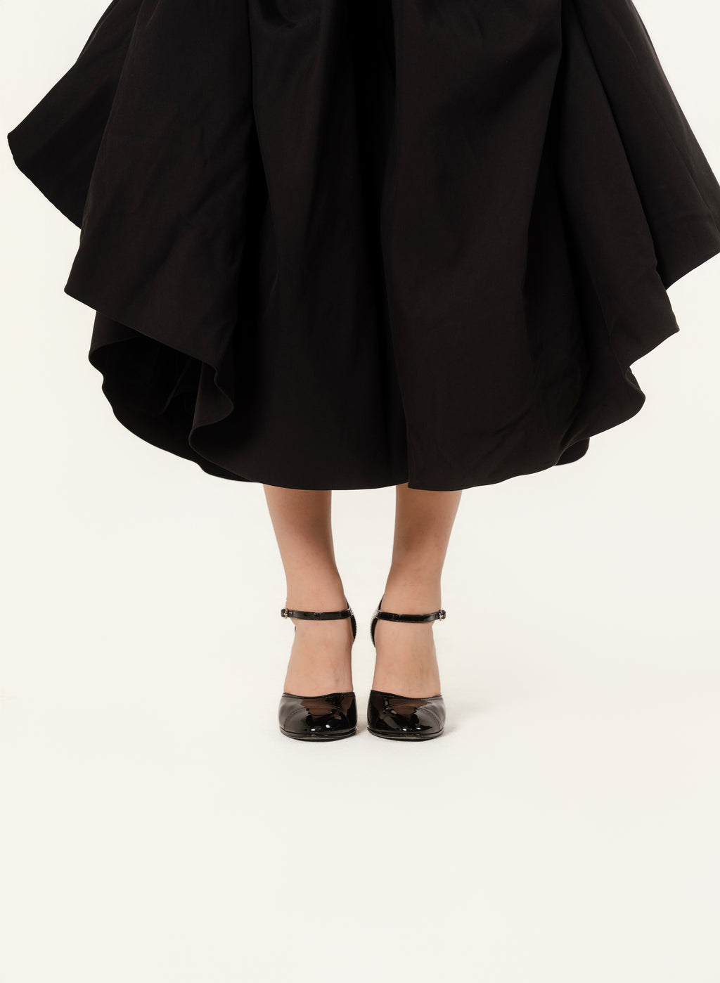 Chanel Patent Cap Toe CC Wedge Ankle Strap Pumps 37 size black and white