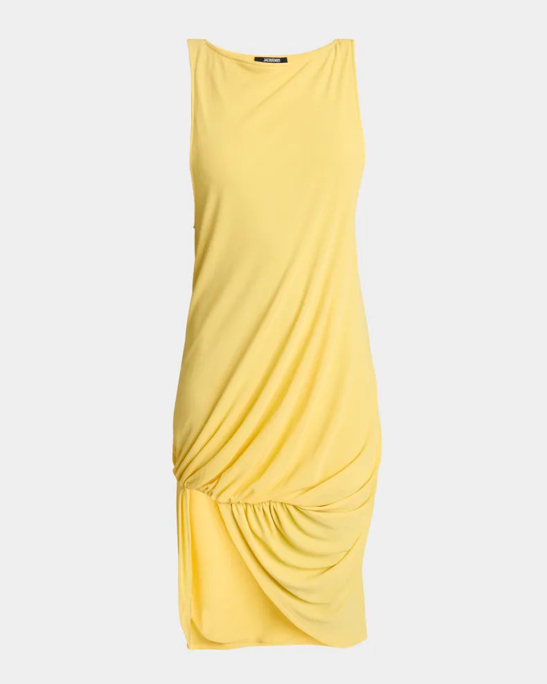 JACQUEMUS Yellow La Croisière 'The Peplo' Minidress