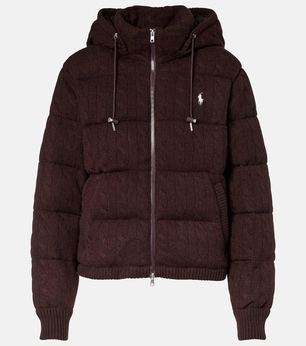 Ralph Laurent Cable-Knit Wool-Cashmere Puffer Jacket