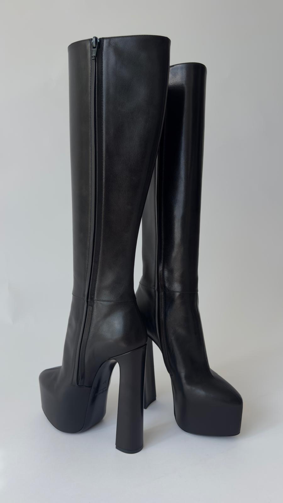 Saint Laurent Nico Leather Plataform Knee - High Boots YSL