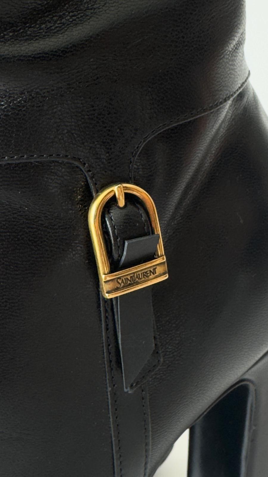 Saint Laurent Nico Leather Plataform Knee - High Boots YSL