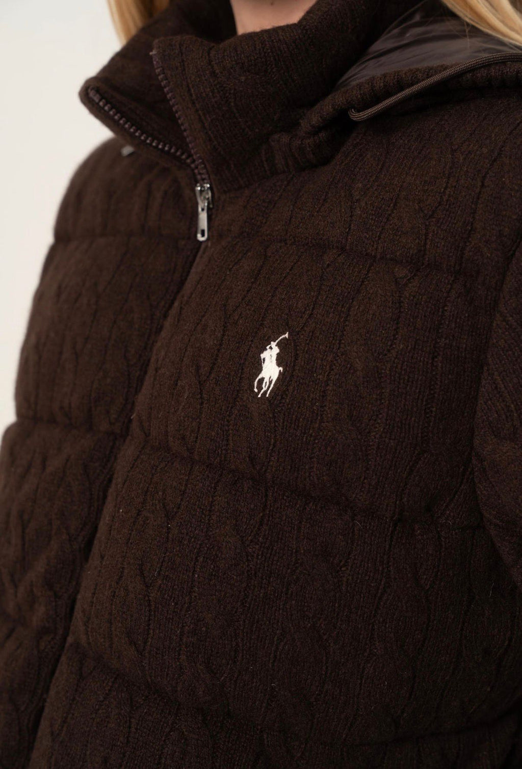 Ralph Laurent Cable-Knit Wool-Cashmere Puffer Jacket