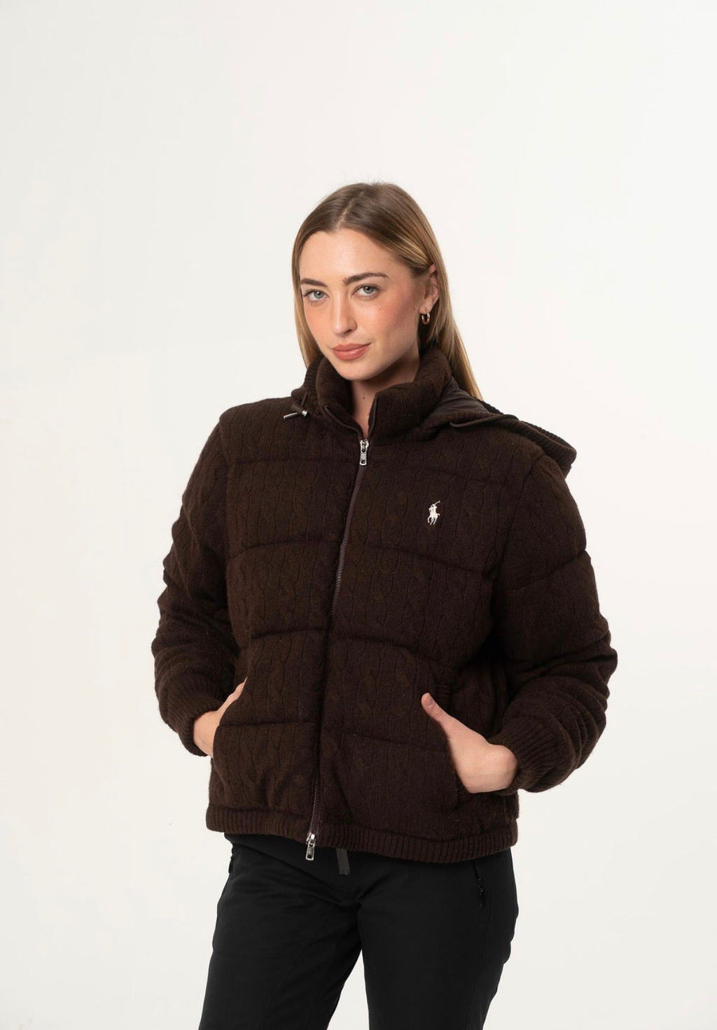 Ralph Laurent Cable-Knit Wool-Cashmere Puffer Jacket