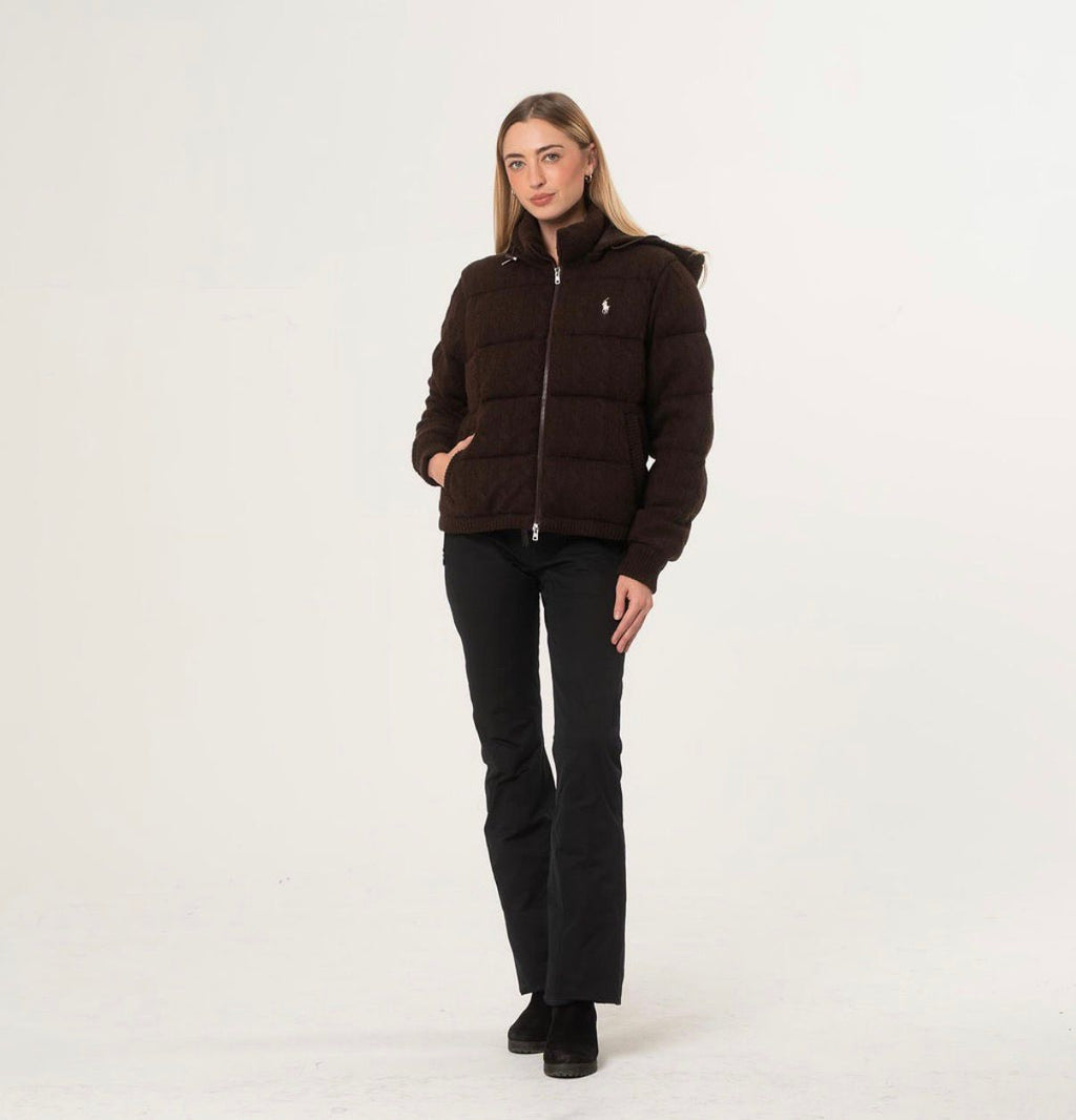 Ralph Laurent Cable-Knit Wool-Cashmere Puffer Jacket