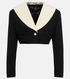 miu miu cropped wool jacket black white size 38
