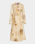 Ralph Laurent Aniyah Floral Gauze Belted Wrap Midi Dress XS