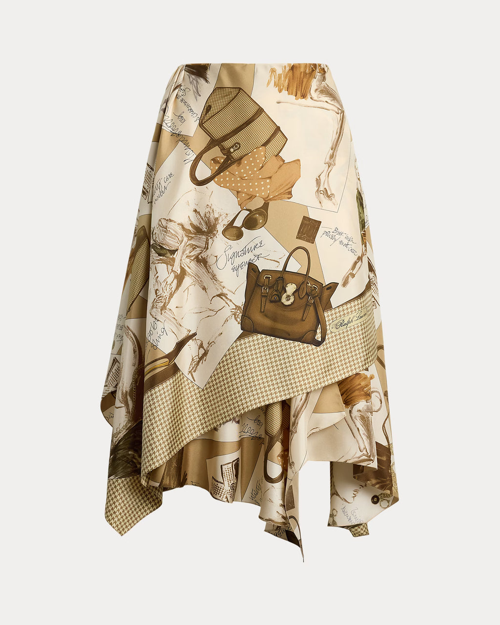 Ralph Laurent Glenn Diary-Print Silk Twill Skirt Size 00