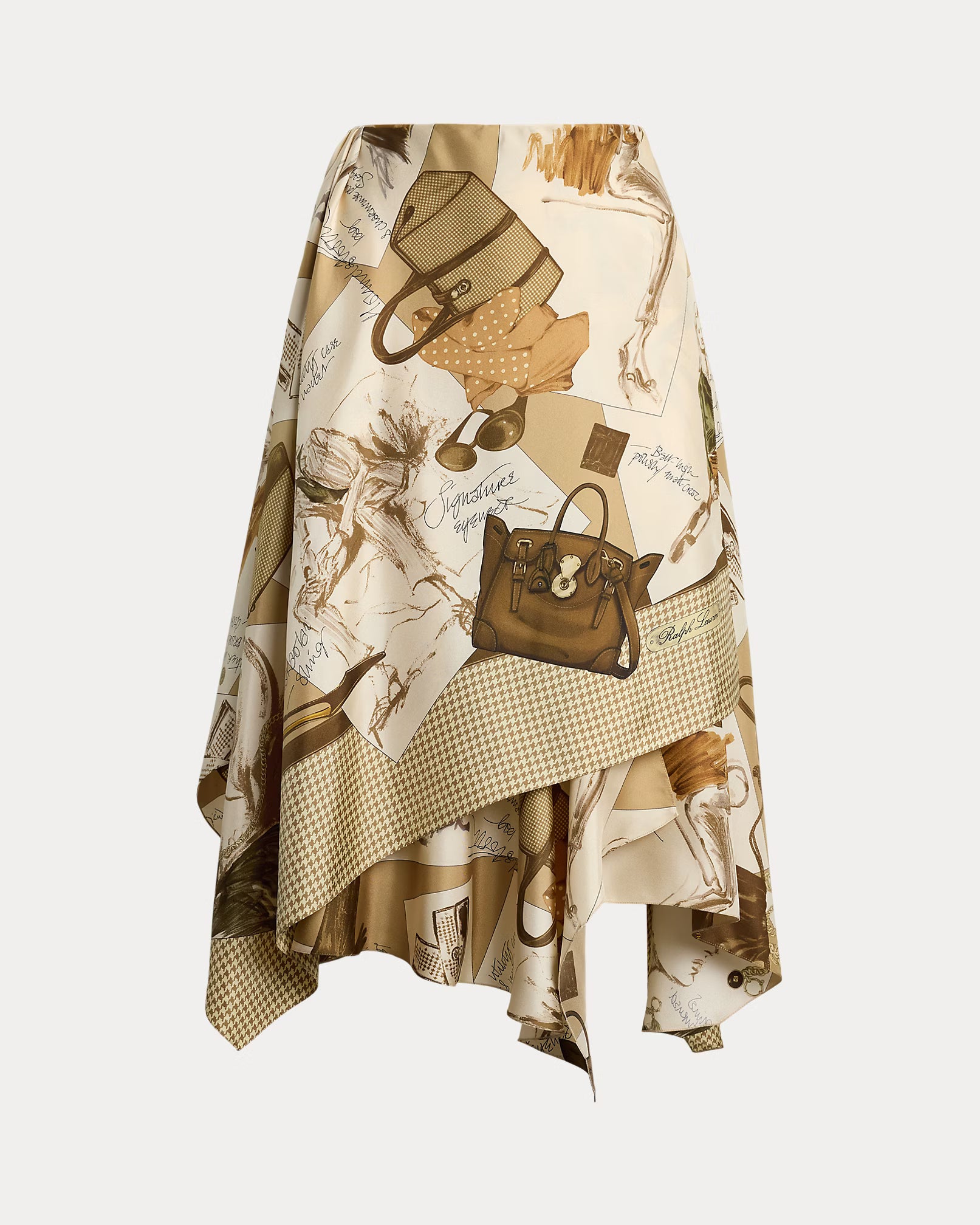 Ralph Laurent Glenn Diary-Print Silk Twill Skirt Size 00